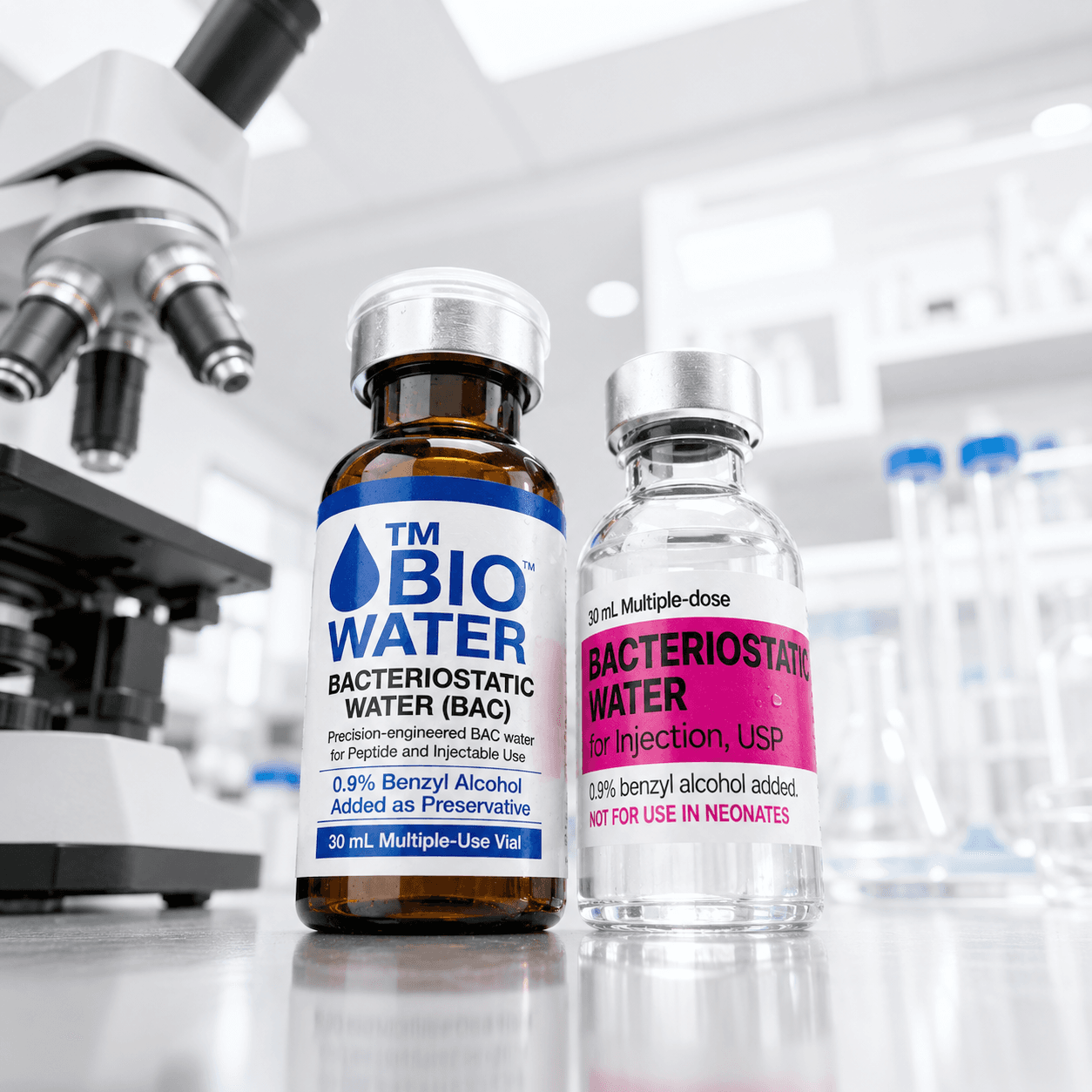 Researcher handling bacteriostatic water
