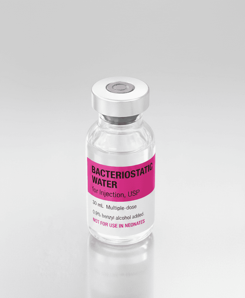 Bacteriostatic water vial in a laboratory setting